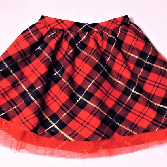 Crown & Ivy Kids 6 Red Plaid Skirt with Ruffles - Picture 1 of 2